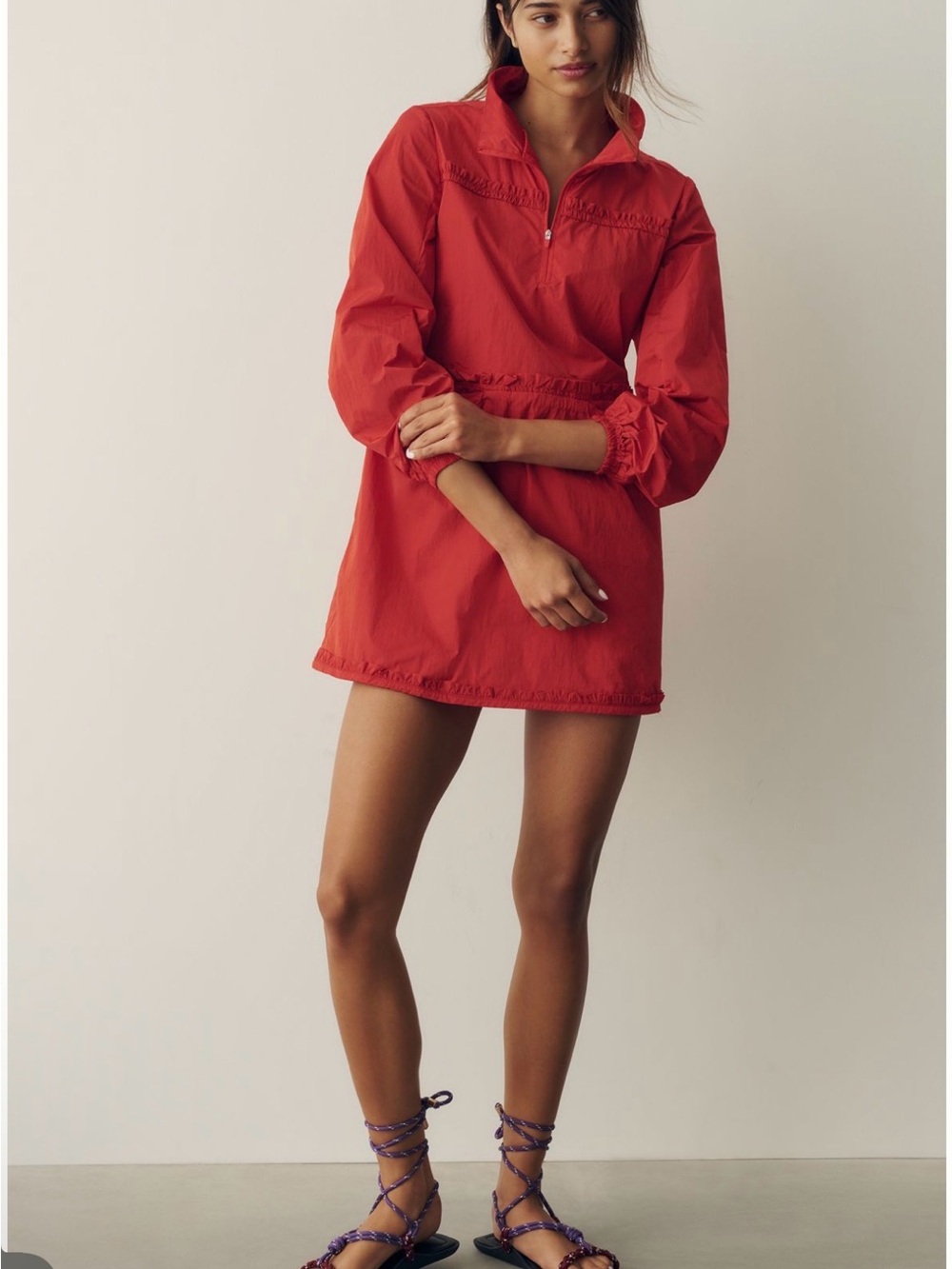 NWT Anthropologie Daily Practice Bright Red Half-Zip Anorak Windbreaker Size M - Picture 4 of 7